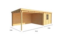 Blokhut, tuinhuisje met overkapping Els-Hanna 700 cm bij 300 cm diep lessenaarsdak 10 Warentuin Collection - Warentuin collection - thumbnail