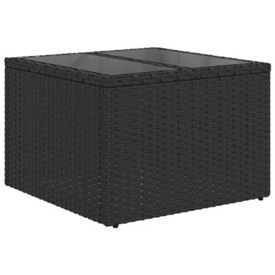 6-delige Loungeset met kussens poly rattan zwart