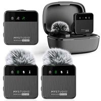 Easypix MyStudio® Wireless Mic Duo Studiomicrofoon Dasspeld Zendmethode:Kabelgebonden, Radiografisch Incl. windkap, Incl. microfoonstatief USB-C Kabelgebonden, - thumbnail