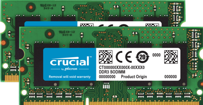 CT2K8G3S160BM - Geheugen - DDR3 (SO-DIMM) - 16 GB: 2 x 8 GB - 204-PIN - 1600 MHz / PC3-12800 - CL11