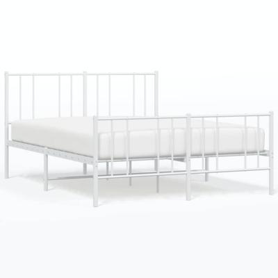 Bedframe met hoofd- en voeteneinde metaal wit 140x190 cm