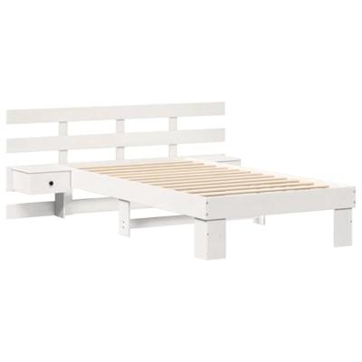 Bedframe met lade met hoofdeinde Wit 100 x 200 cm Massief grenenhout Bedframe met lade met hoofdeinde Wit 100 x 200 cm Massief grenenhout