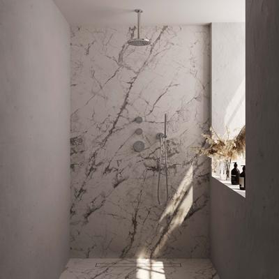 Chrome Carving thermostatische inbouw regendouche set 05 - 20 cm douchekop, plafondarm, staaf handdouche, doucheslang en wandaansluitbocht