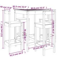 5-delige Barset massief grenenhout zwart - thumbnail