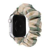 Elastisch scrunchie nylon bandje - Khaki / Groen - Geschikt voor Apple Watch 38mm / 40mm / 41mm / 42mm - thumbnail
