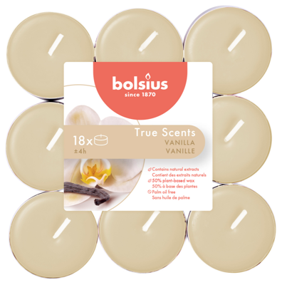 Bolsius True Scents geurtheelicht 18 stuks vanilla wit Bolsius True Scents geurtheelicht 18 stuks vanilla wit