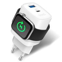 Eaxus Ladestation 3in1 USB-laadstation 1x USB-A, 1x USB-C, 1x Apple MagSafe Wit Binnen - thumbnail