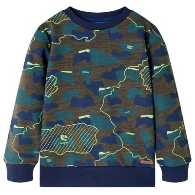 Kindershirt met print 128 gemleerd donkerkakikleurig Kindershirt met print 128 gemleerd donkerkakikleurig