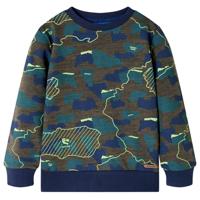 Kindershirt met print 128 gemleerd donkerkakikleurig - thumbnail