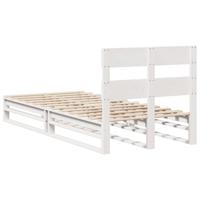Bedframe zonder matras massief grenenhout wit 150x200 cm - thumbnail
