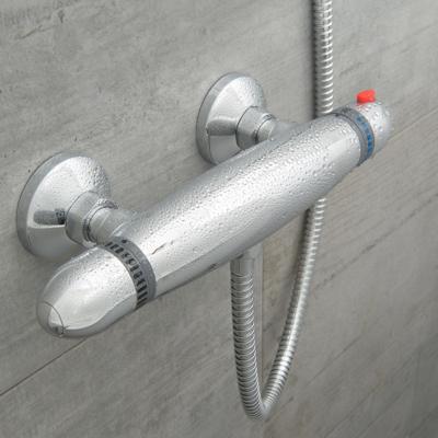 SUPRA thermostatische mengkraan douche, chroom keramisch ½" ventiel bovenstuk uitwisselbaar thermostaat element temperatuurschaal veiligheidsstop op 38°C ½" (Ø ca. 1,9 cm) verbinding voor do