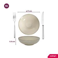 Cookinglife Diepe Borden Coastal Lines Ocean Beige ø 18 cm - 6 Stuks - thumbnail