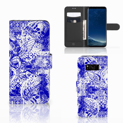 Telefoonhoesje met Naam Samsung Galaxy S8 Angel Skull Blauw Telefoonhoesje met Naam Samsung Galaxy S8 Angel Skull Blauw