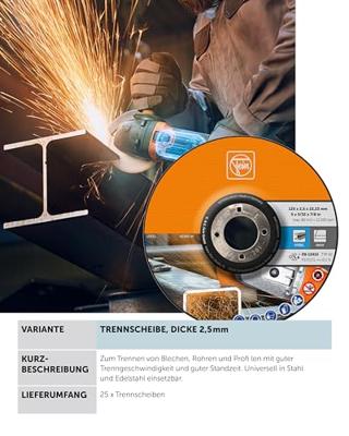 Fein 63709014010 Doorslijpschijf gebogen 125 mm 25 stuk(s) Staal, RVS