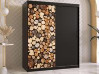 Kledingkast DREMBO 2 schuifdeuren 150 cm mat zwart - thumbnail