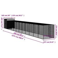 Kippenhok met ren 165x1271x181 cm staal antraciet - thumbnail