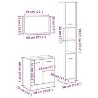 3-delige Badkamermeubelset bewerkt hout sonoma eikenkleurig - thumbnail