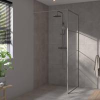 Saqu Devine industriële inloopdouche incl. antikalkbehandeling 80x210cm geborsteld grijs - thumbnail