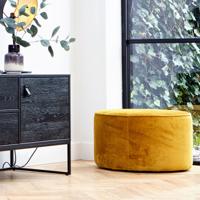 WOOOD Poef 'Sara' laag, kleur Okergeel - thumbnail