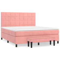 Boxspring met matras fluweel roze 200x200 cm - thumbnail