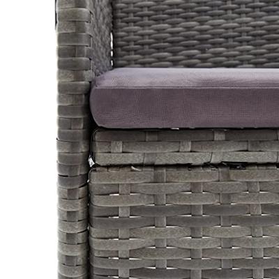 9-delige Tuinset met kussens poly rattan grijs - thumbnail