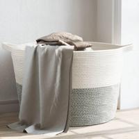 VidaXL Wasmand ø 60x36 cm katoen grijs en wit - thumbnail