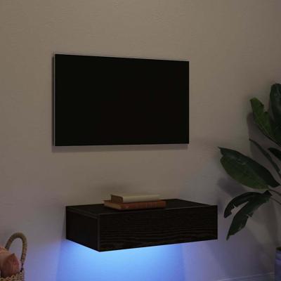 Tv-meubel met LED-verlichting 60x35x15,5 cm zwart eikenkleurig