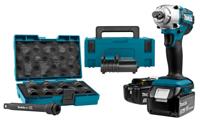 Makita DTW190JX1 18v Slagmoersleutel 190 Nm | 3,0 Ah accu (2 st), lader, Mbox - met 10-delige accessoire set - thumbnail