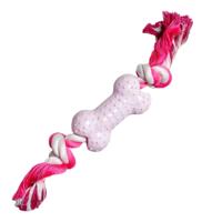 Nobleza Honden flostouw met speeltje - Roze - thumbnail