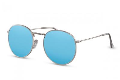 CWI zonnebril unisex rond cat.3 zilver/blauw (CWI2162) CWI zonnebril unisex rond cat.3 zilver/blauw (CWI2162)