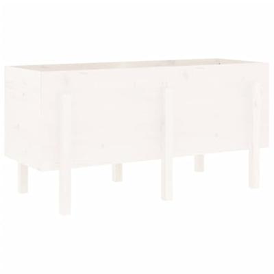 VidaXL Plantenbak verhoogd 121x50x57 cm massief grenenhout wit