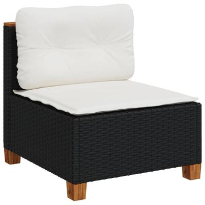 8-delige Loungeset met kussens poly rattan zwart - thumbnail