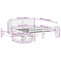 Bedframe zonder matras massief grenenhout 135x190 cm - thumbnail
