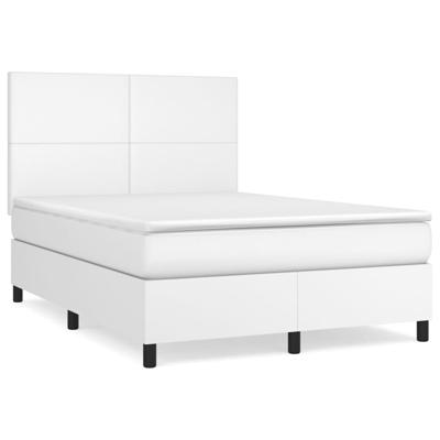 Boxspring met matras kunstleer wit 140x200 cm