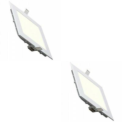 Energiezuinige LED Downlight Set - Vierkant Inbouw 6W 4200K - 2 Stuks