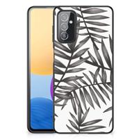 Samsung Galaxy M52 Bloemen Hoesje Leaves Grey - thumbnail