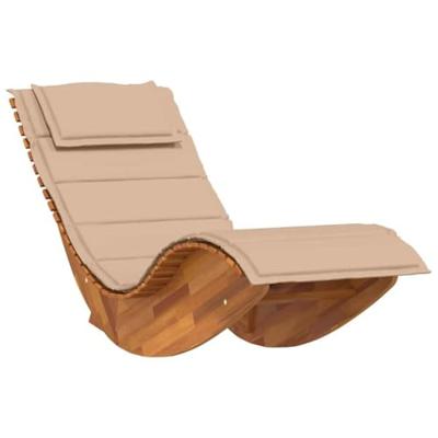 Ligstoel met kussen 2-persoon 2 pcs Bruin Massief Acaciahout