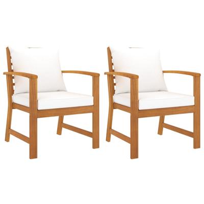 VidaXL Tuinstoelen 2 st met crèmekleurig kussen massief acaciahout VidaXL Tuinstoelen 2 st met crèmekleurig kussen massief acaciahout