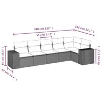 6-delige Loungeset met kussens poly rattan beige - thumbnail