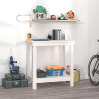 VidaXL Werkbank 80x50x80 cm massief grenenhout wit - thumbnail