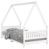 Kinderbedframe 90x190 cm massief grenenhout wit - thumbnail