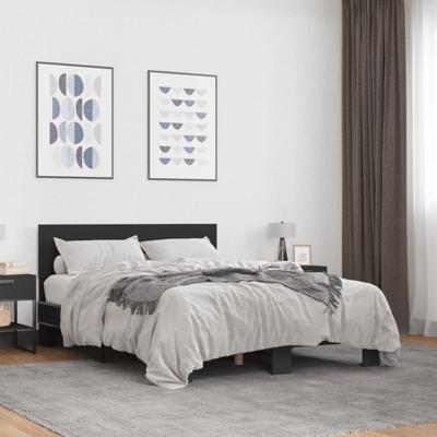 Bedframe bewerkt hout metaal zwart 140x200 cm