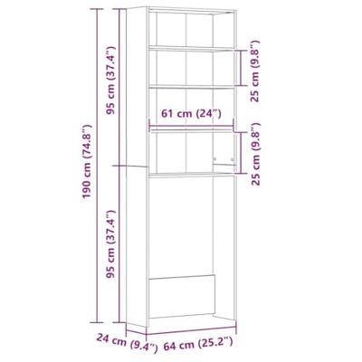 VidaXL Wasmachinekast 64x24x190 cm artisanaal eikenkleur