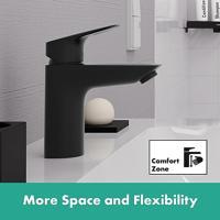 Hansgrohe Logis ééngreeps wastafelmengkraan 100 met metalen PushOpen afvoerplug, mat zwart - thumbnail