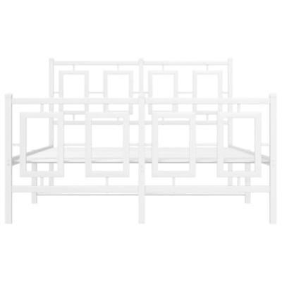 Bedframe met hoofd- en voeteneinde metaal wit 120x200 cm - thumbnail