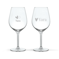 Rood wijnglas graveren - 2 stuks - thumbnail
