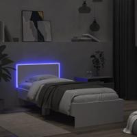 Bedframe met hoofdbord en LED-verlichting wit 90x200 cm - thumbnail
