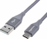 Amazon Basics Snellaadkabel, USB-C naar USB-A 2.0, omwikkeld met nylon vlecht, 480 MBit/s, USB-IF-gecertificeerd, voor Apple iPhone 15, iPad, Samsung Galaxy, tablets, laptops, 1,8 m, donkergrijs - thumbnail