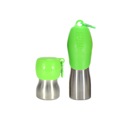 KONG H2O roestvrij staal hond waterfles & huisdier reizen kom, 9.5 oz - groen