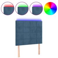 Hoofdbord LED 80x5x118/128 cm fluweel donkerblauw - thumbnail